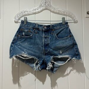 Levi's Blue 501 Distressed Jean Shorts